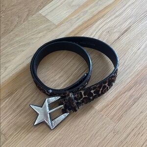 Golden goose leopard print belt with star buckle